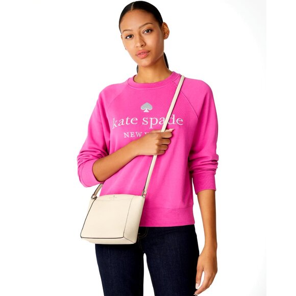 New Kate Spade Monica Pebbled Leather Crossbody Light Sand - Picture 3 of 5